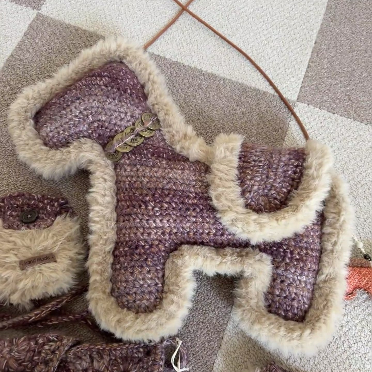 马上有钱小马包手工编织包包毛线手工编织打发时间的手工diy钩织