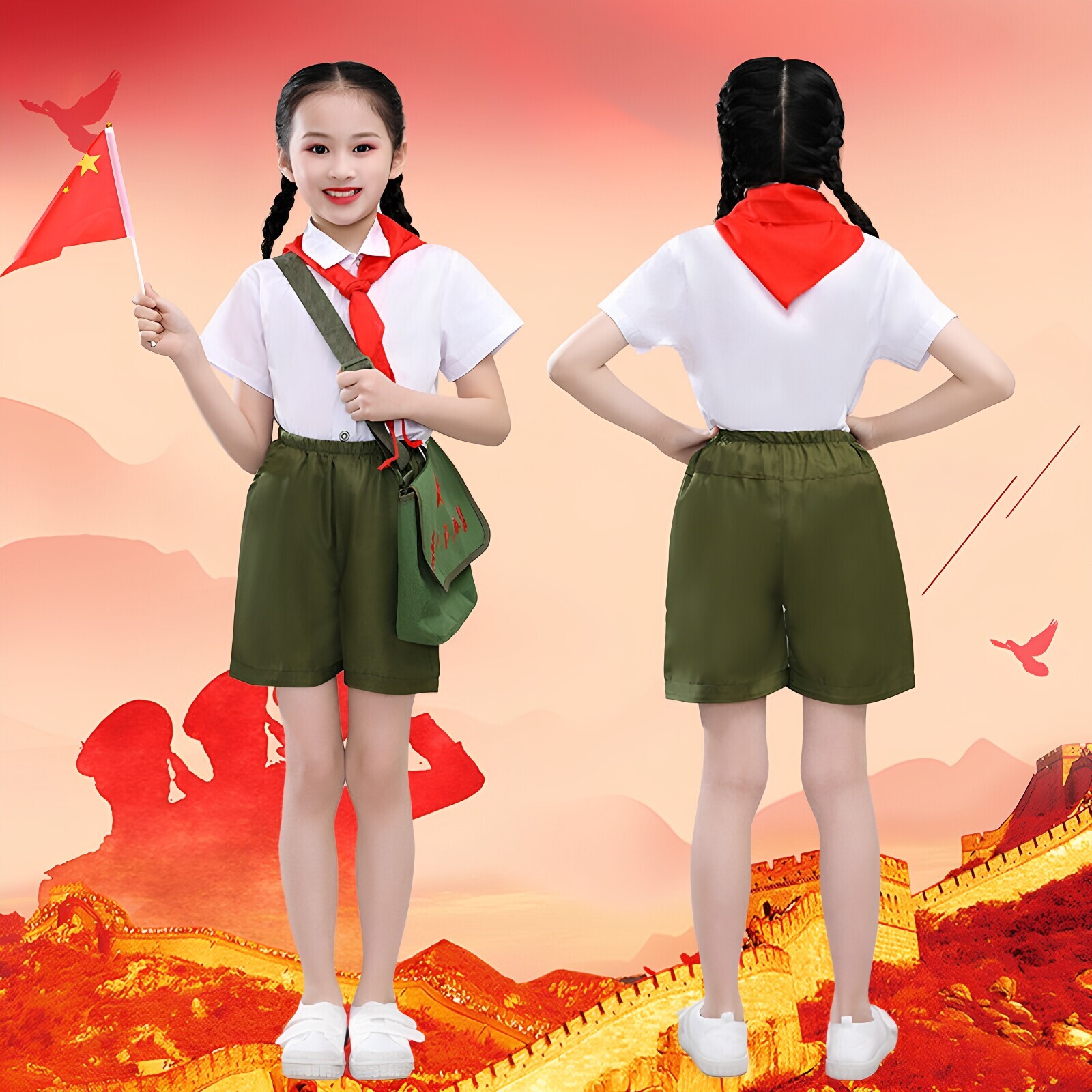 小红军男女知青服角色扮演演出合唱儿童学习80年代幼儿园表演怀旧