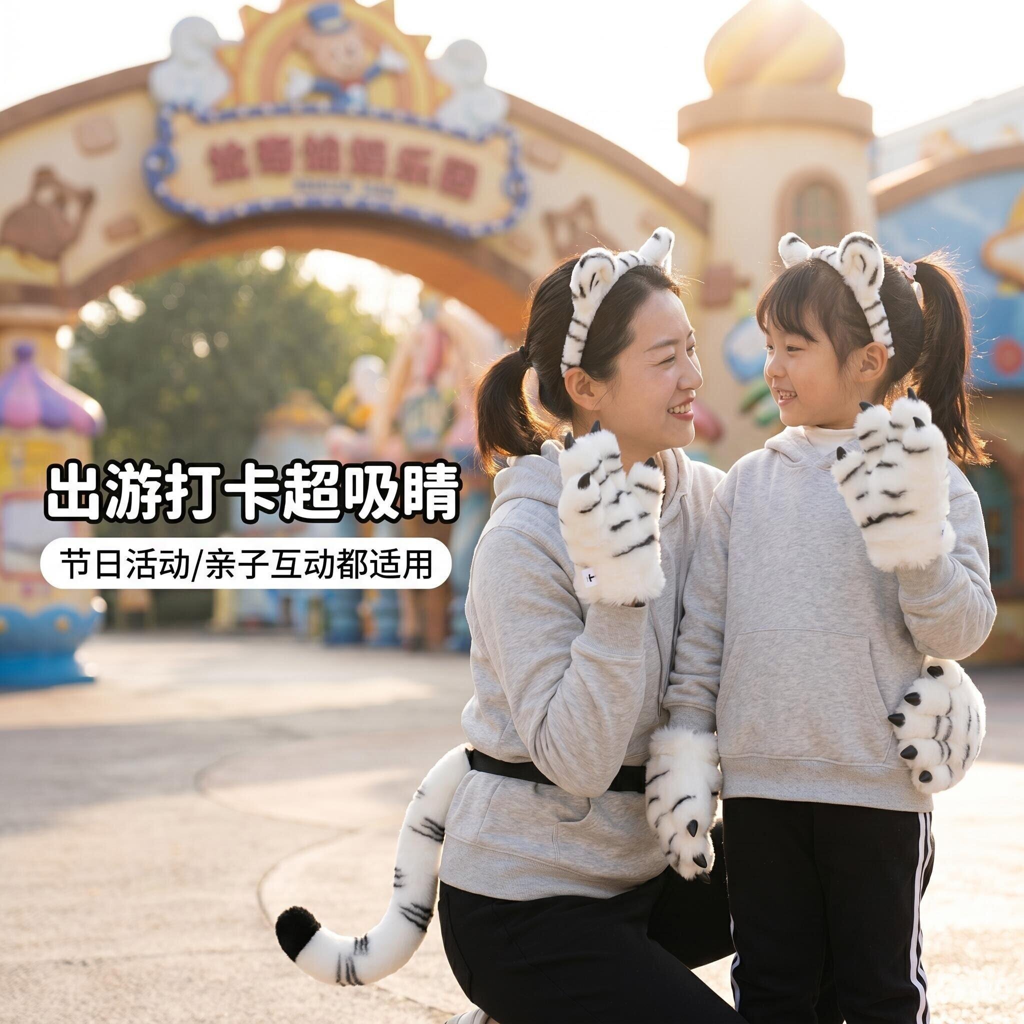 动物爪子手套尾巴头饰幼儿园舞台手掌生日礼物亲子动物园发箍动物