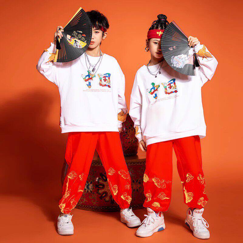 儿童喜庆演出服国庆中国风街舞潮服小学生运动会服装啦啦队表演服