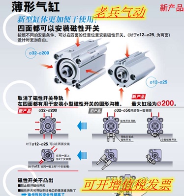 SMC原装气动  CDQ2A20-5/10/15/20/30/40/50DM/DMZ/XC2  薄型气缸