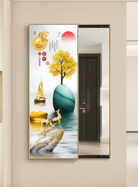 玄关装饰画 画推拉镜子客厅全身镜落地镜挂画 画隐行镜过道走廊壁