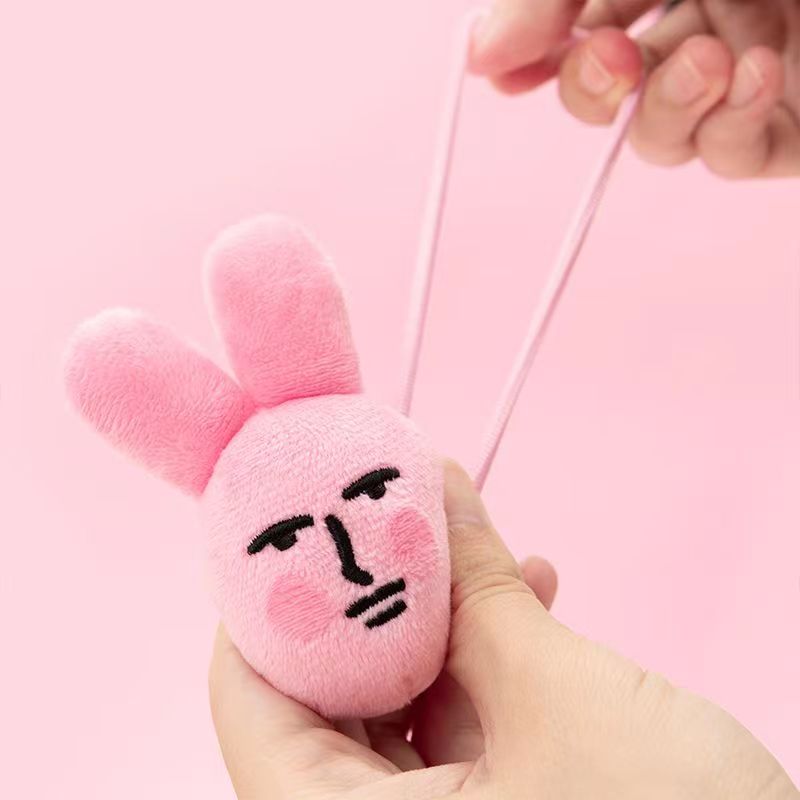 正版粉红兔子毛绒头绳可爱搞怪闺蜜发圈女生卡通公仔发绳头饰礼物