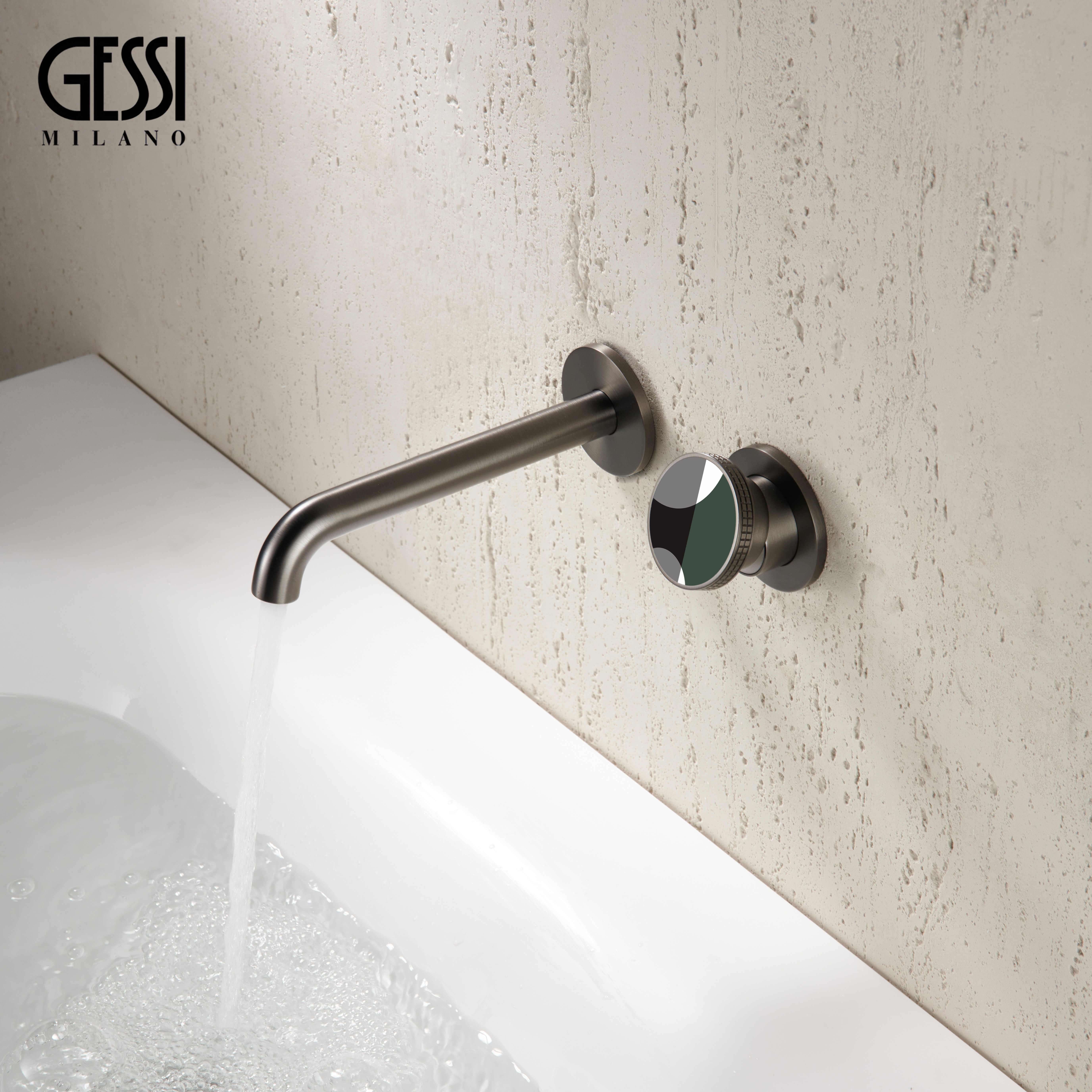 意大利GESSI暗装入墙式极简冷热龙头浴室全铜面盆隐藏嵌入水龙头