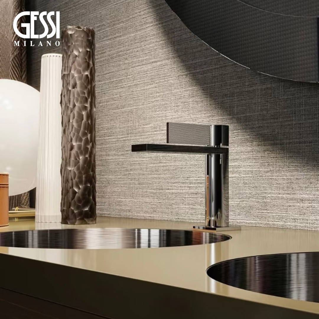 意大利Gessi捷仕lnverso全铜极简冷热面盆龙头拉丝金色台盆水龙头