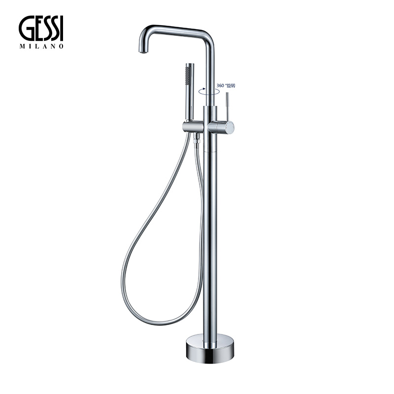 意大利捷仕gessi落地式浴缸龙头艺术枪灰色全铜立式浴缸花洒龙头
