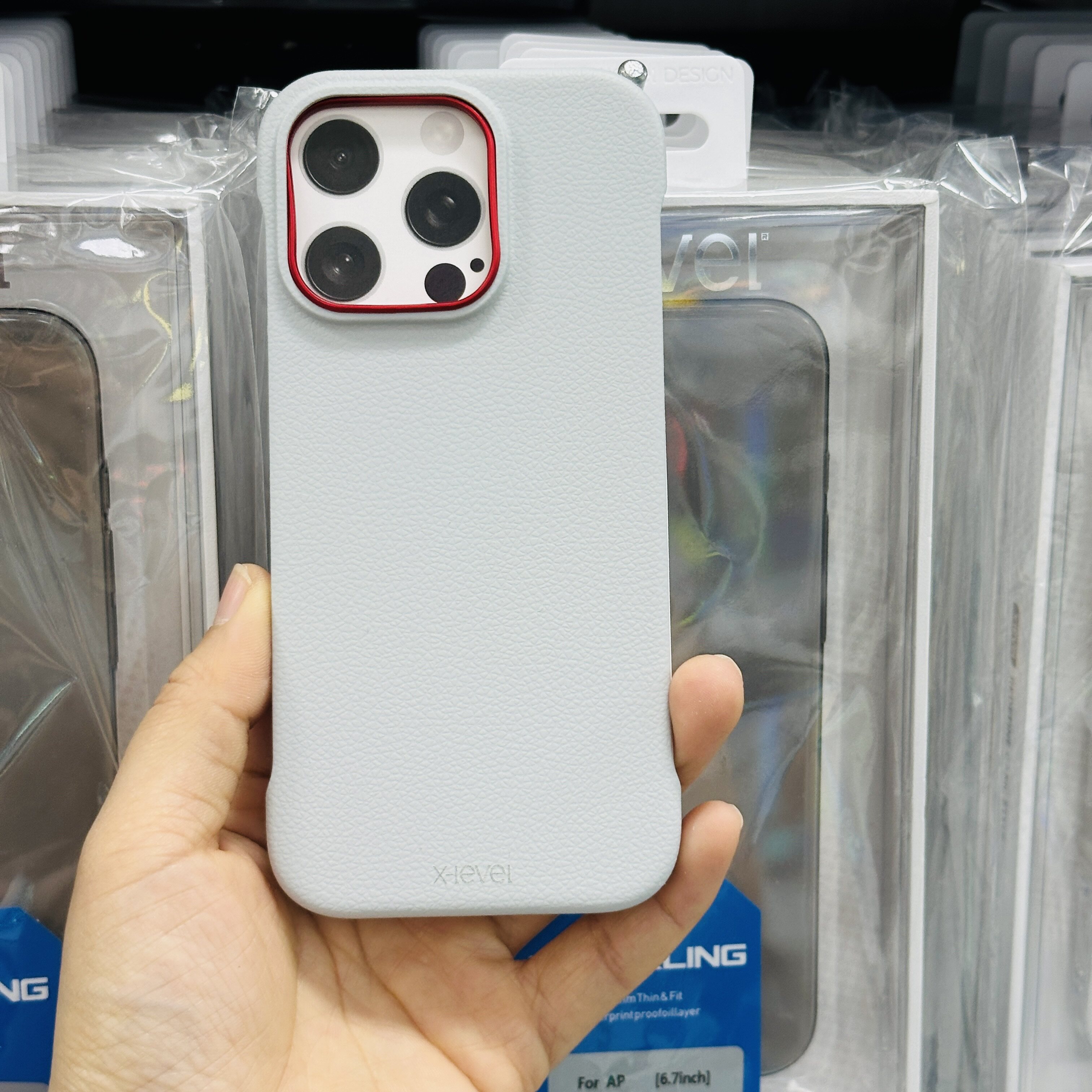 X-Level苹果iPhone15保护套仿皮无边框简约灰色手机壳