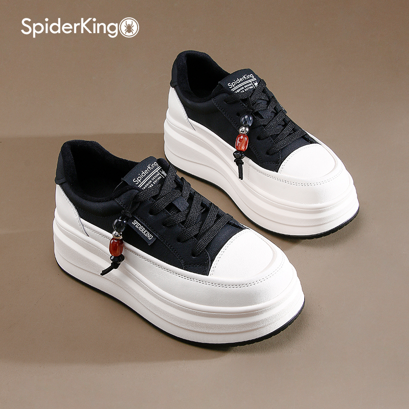 蜘蛛王官方正品授权真皮厚底板鞋