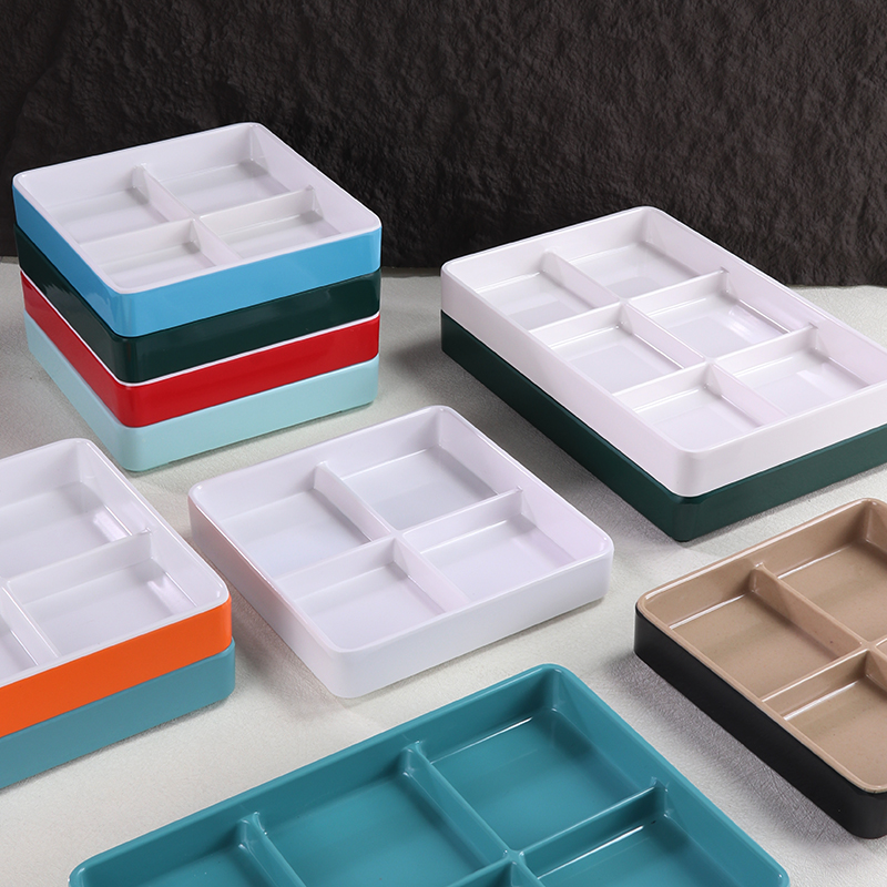 小吃干果果盘密胺方形耐摔不窜味