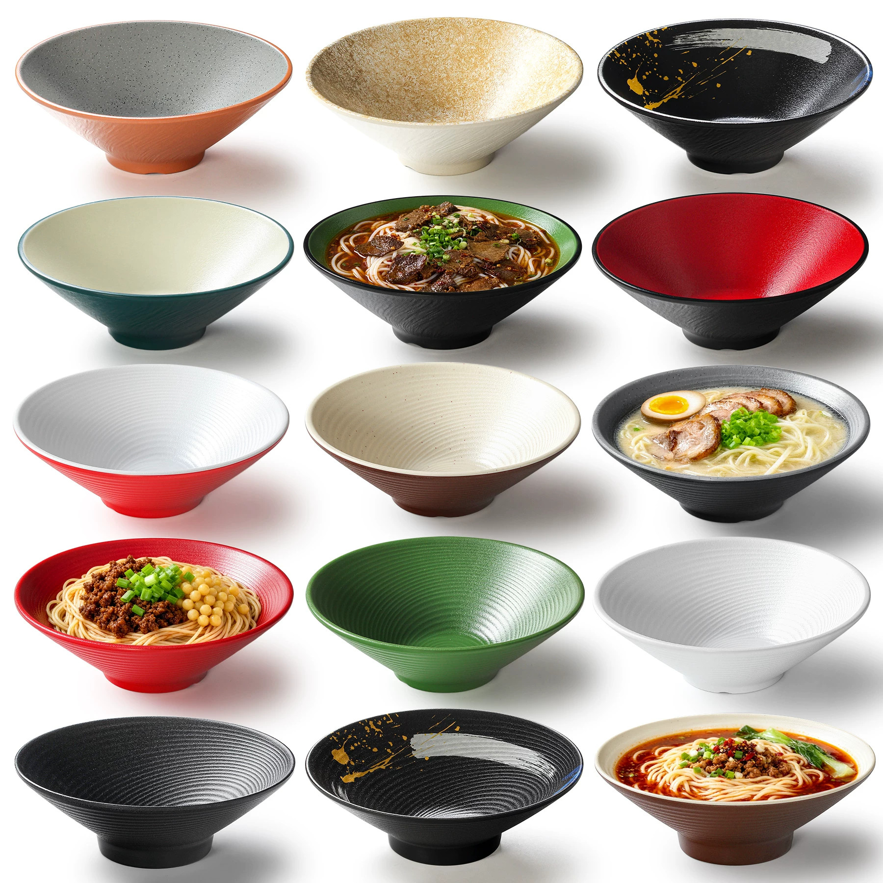 A8仿瓷密胺餐具大碗圆形创意汤粉汤面拉面碗简约麻辣烫汤碗斗笠碗