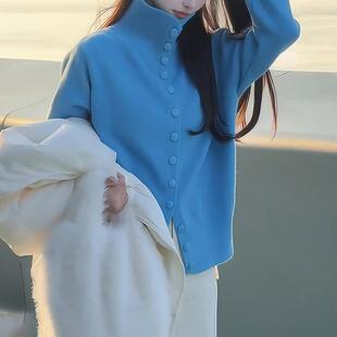 ROUMIKL洋气减龄时髦宽松显瘦服马甲女时尚高领长袖针织开衫冬季