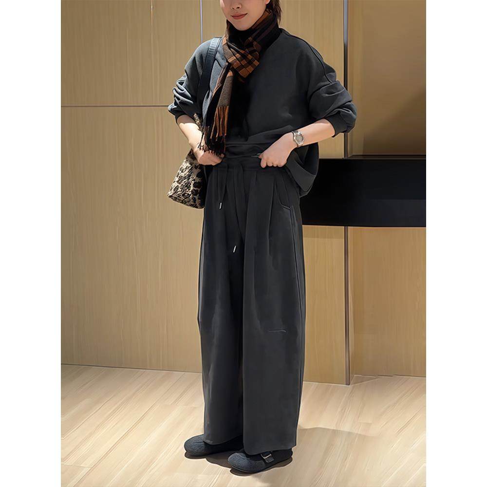 ROUMIKL慵懒风休闲运动套装女秋冬韩版新款小个子短款卫衣卫裤时