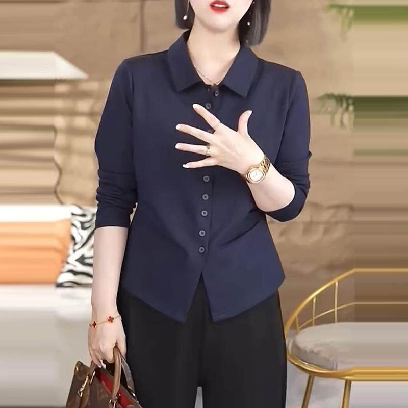 ROUMIKL气质韩系长袖衬衫女款2025新款高级感轻奢减龄洋气上衣