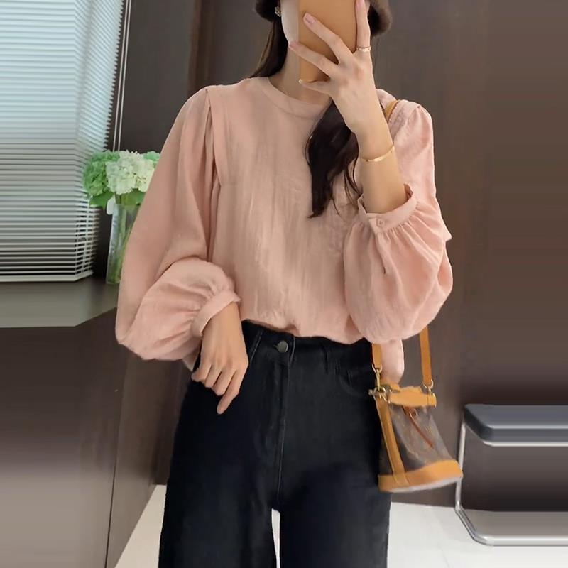 ROUMIKL早秋氛围感长袖衬衫女高级感轻奢减龄洋派