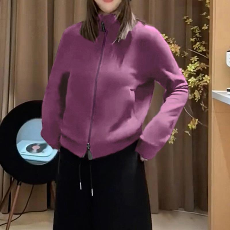 ROUMIKL立领百搭开衫休闲显瘦上衣女士新款秋冬正肩长袖打底衫卫