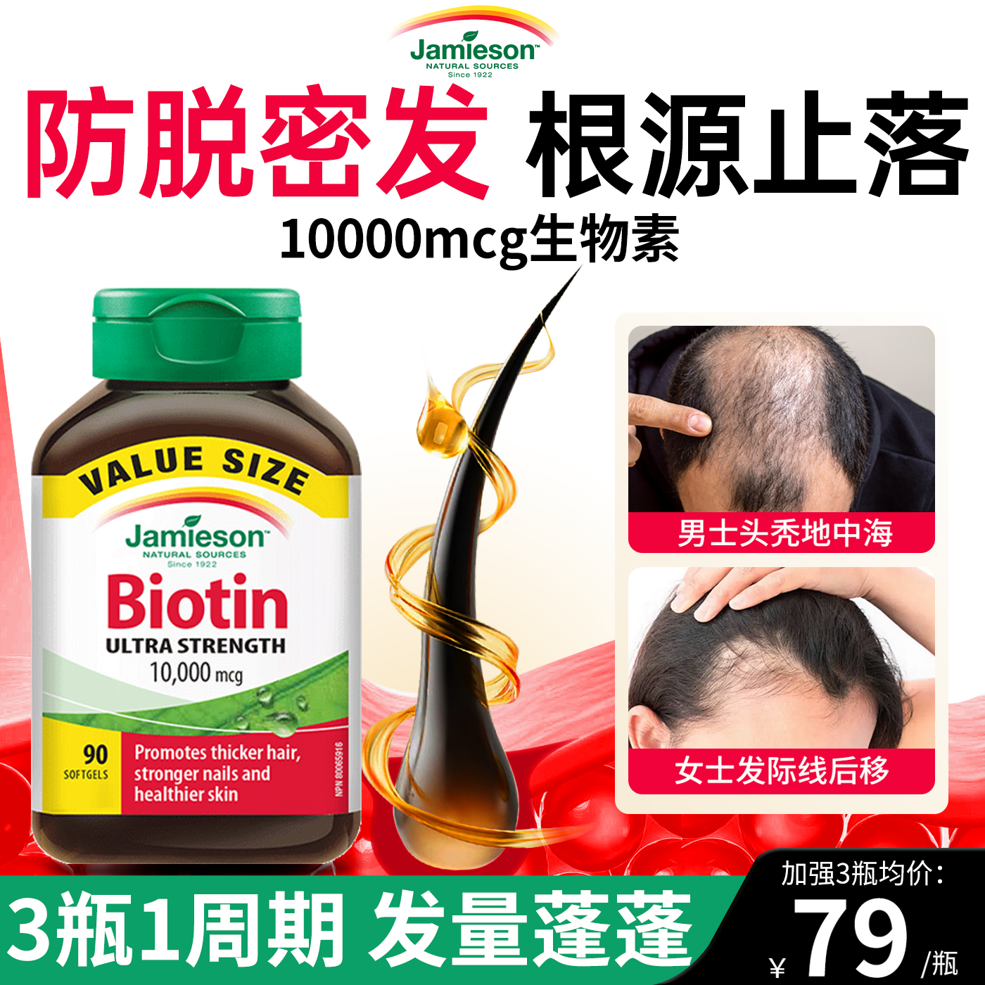 10000mcg生物素根源止落密发！