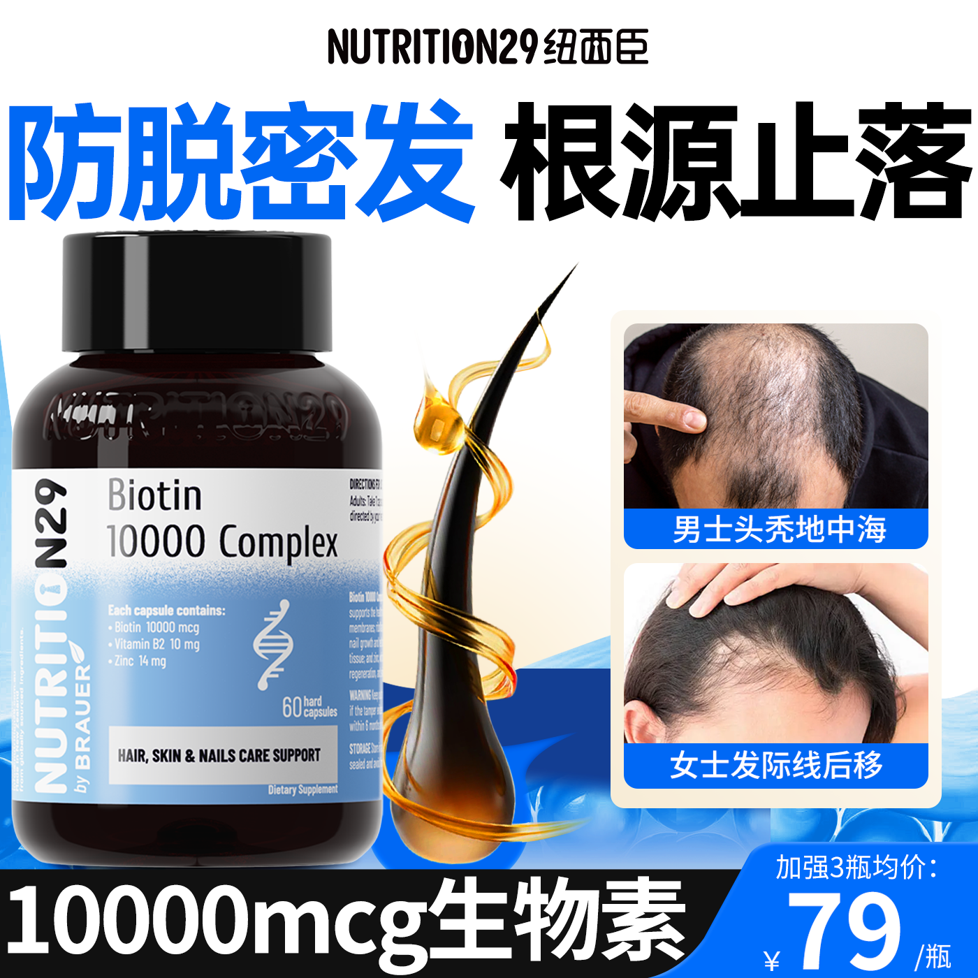 10000mcg生物素根源止落密发！