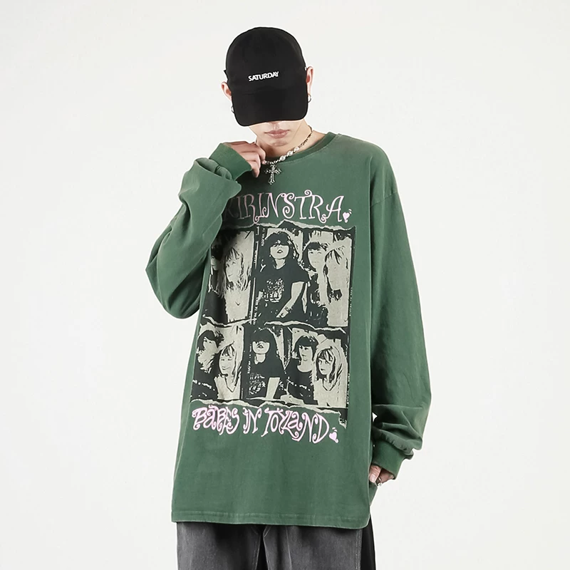 Ретро лонгслив? Hmm: Original: "Retro long-sleeve, brand sweatshirt hip-hop style, couple clothing, American style, oversize"