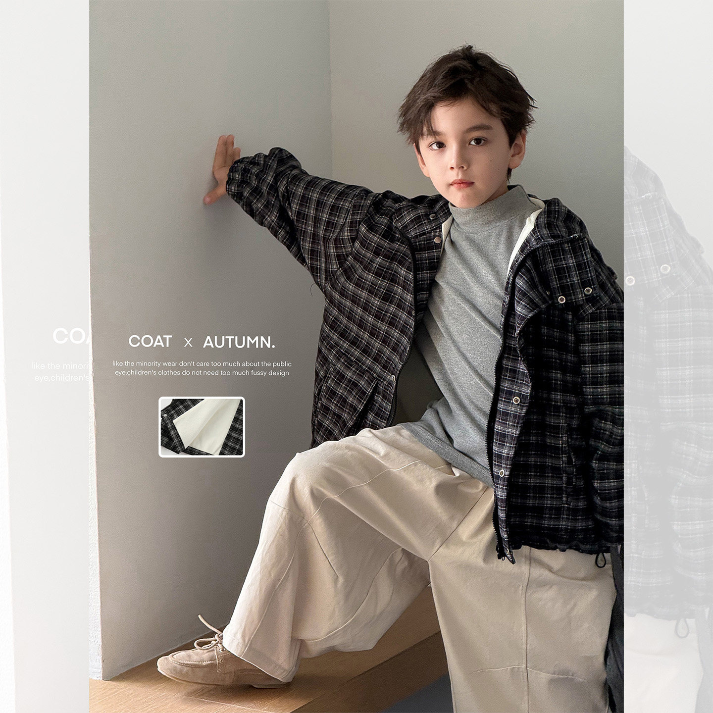虾酱麻麻男童秋冬加绒外套2025新款男孩衣服洋气格子儿童连帽上衣,童装/婴儿装/亲子装,普通外套,淘宝优惠券,粉丝福利购,淘宝优惠卷