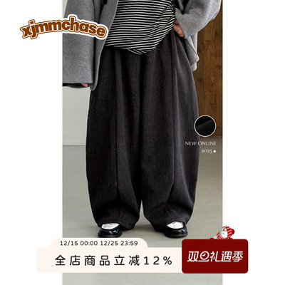 虾酱麻麻加绒阔腿休闲长裤