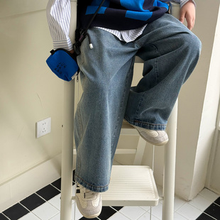 直筒儿童休闲裤 虾酱麻麻男童加绒牛仔裤 男孩长裤 2025新款 子 秋冬季