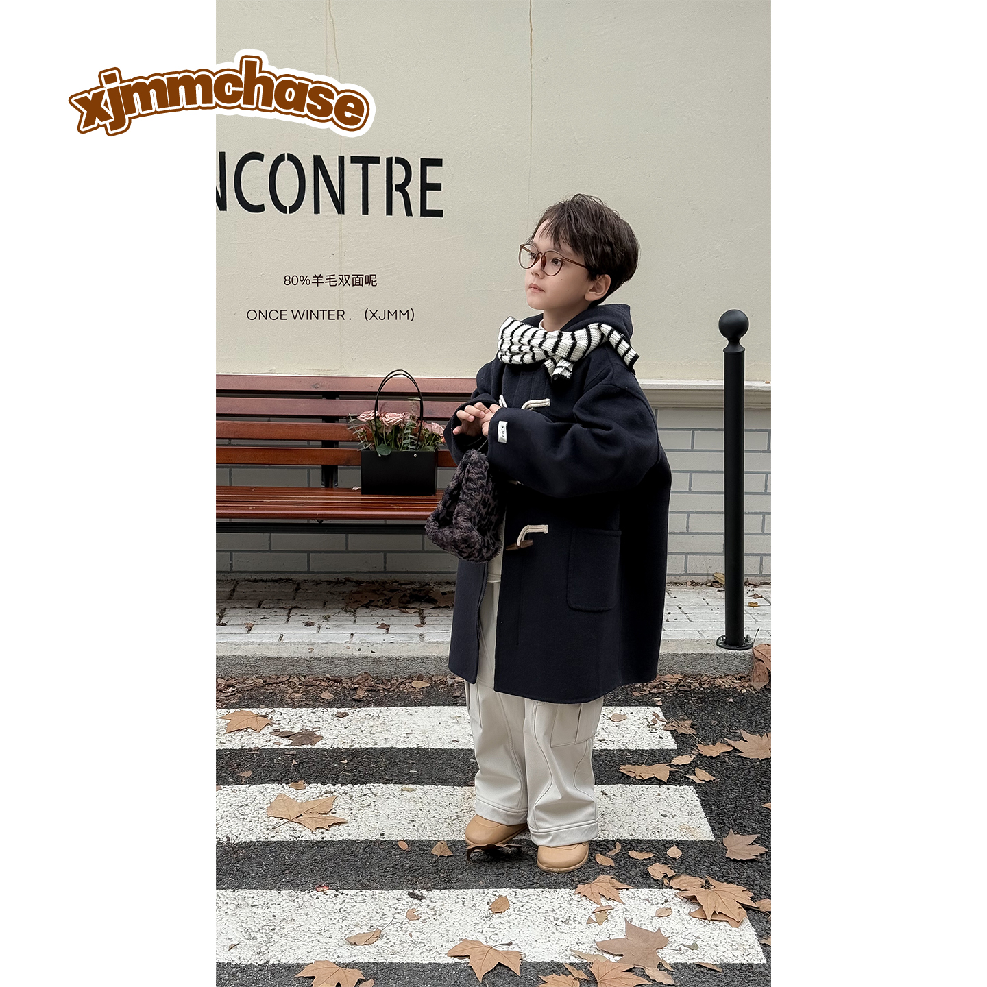 虾酱麻麻男童双面羊毛大衣冬季2025新款男孩洋气连帽儿童毛呢外套