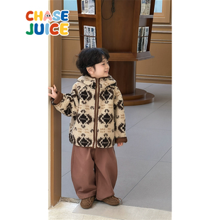 【小童】虾酱麻麻男童麂皮绒外套冬季2025新款宝宝儿童装保暖上衣