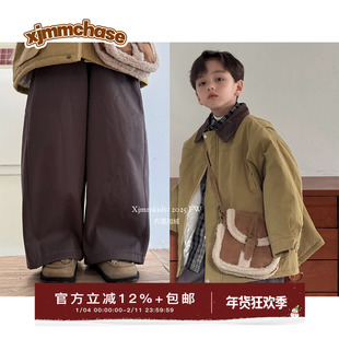 虾酱麻麻男童加绒裤子冬装2025新款男孩长裤洋气保暖儿童装休闲裤