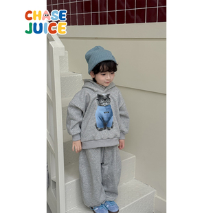 【小童】虾酱麻麻男童加绒卫衣秋冬装2025新款灰色洋气儿童装上衣