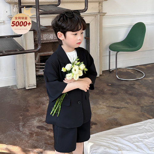 虾酱麻麻短袖西装套装