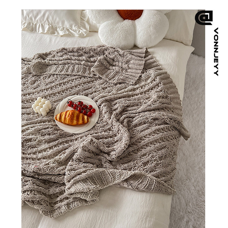 2023新款麻花纹毛线毯子居家休闲针织毯床搭床尾毯沙发盖毯,床上用品,休闲毯/毛毯/绒毯,淘宝优惠券,粉丝福利购,淘宝优惠卷