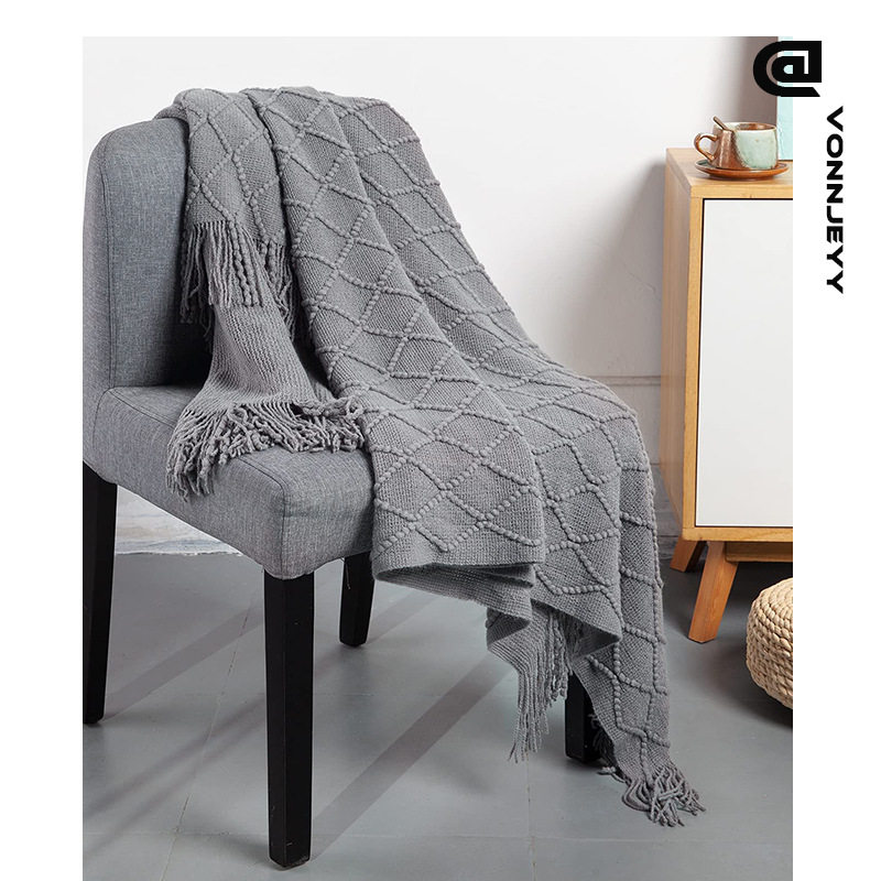 2023新款菱形针织毯床尾床搭盖毯沙发巾毛线盖毯复古轻奢毯子,床上用品,休闲毯/毛毯/绒毯,淘宝优惠券,粉丝福利购,淘宝优惠卷