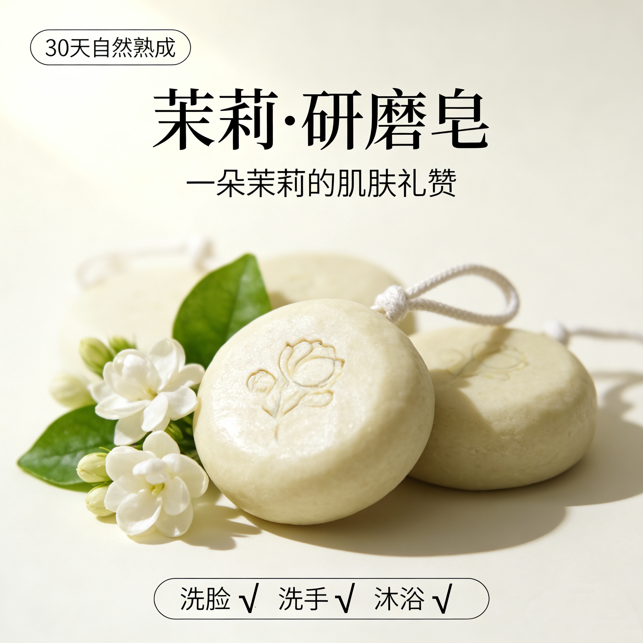 控油洁面皂茉莉精油冷制皂沐浴皂温和清洁滋润手工羊奶皂伴手礼