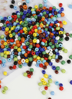 实色2 3 4MM陶瓷米珠本色编织手链项链戒指簪子diy手工串珠子材料