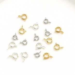 18K铜镀真金保色14KDIY材料弹簧扣项链链条扣流苏扣手链扣链接扣