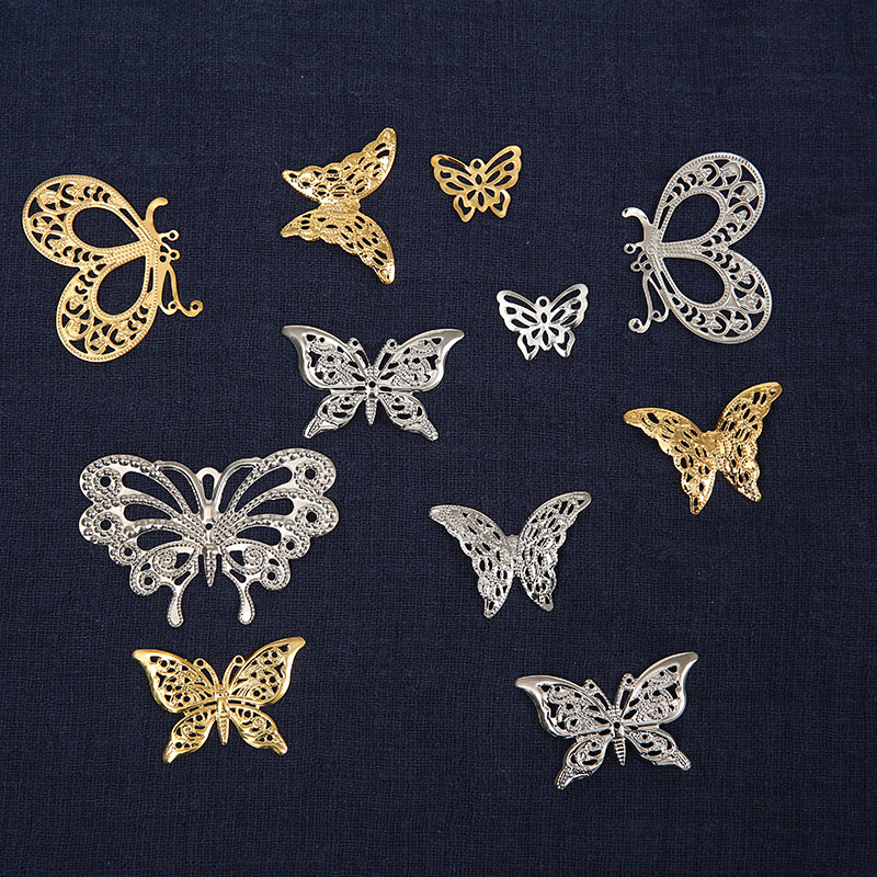 古月DIY饰品配件古风步摇发簪发饰新手自制簪子材料蝴蝶金色白K