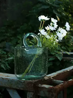 Modern net celebrity glass bag transparent flower arrangement vase Light luxury style living room dining table hydroponic flower decoration ornaments