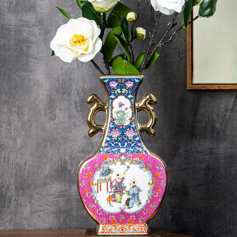 珐琅彩客厅陶瓷器景德镇新中式