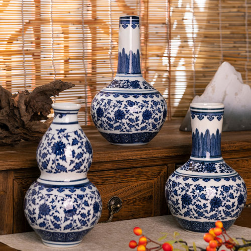 花瓶景德镇陶瓷摆件客厅储物罐