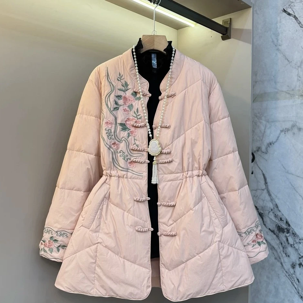 时尚收腰刺绣百搭新中式大码棉服休闲洋气精致通勤上衣高级感女装,女装/女士精品,短外套,淘宝优惠券,粉丝福利购,淘宝优惠卷