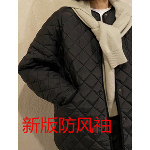 北欧tot何穗同款菱格棉服夹克外套女黑色宽松廓形绗缝棉衣秋冬短