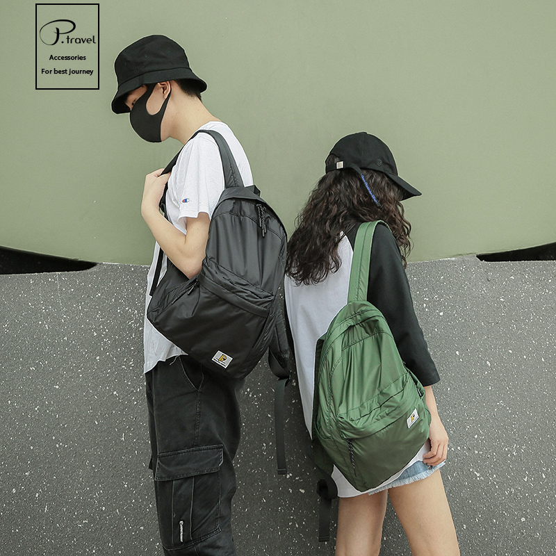 折叠双肩包女轻便防水背包设计感小众日系无印风旅行2025新款时尚