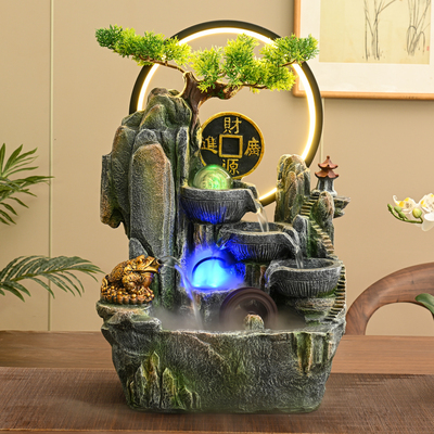 流水风车轮假山喷泉循环水摆件