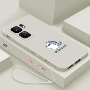 适用iqooneo9spro手机壳卡通小鲨鱼爱酷NEO9Spro保护套新款液态硅胶爱酷NEO9Spro可爱男女款V2339FA全包防摔