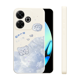 适用红米note13r手机壳新款小米Note13R保护套液态硅胶noto13r卡通云中小兔Redmi直边个性创意男女款全包防摔