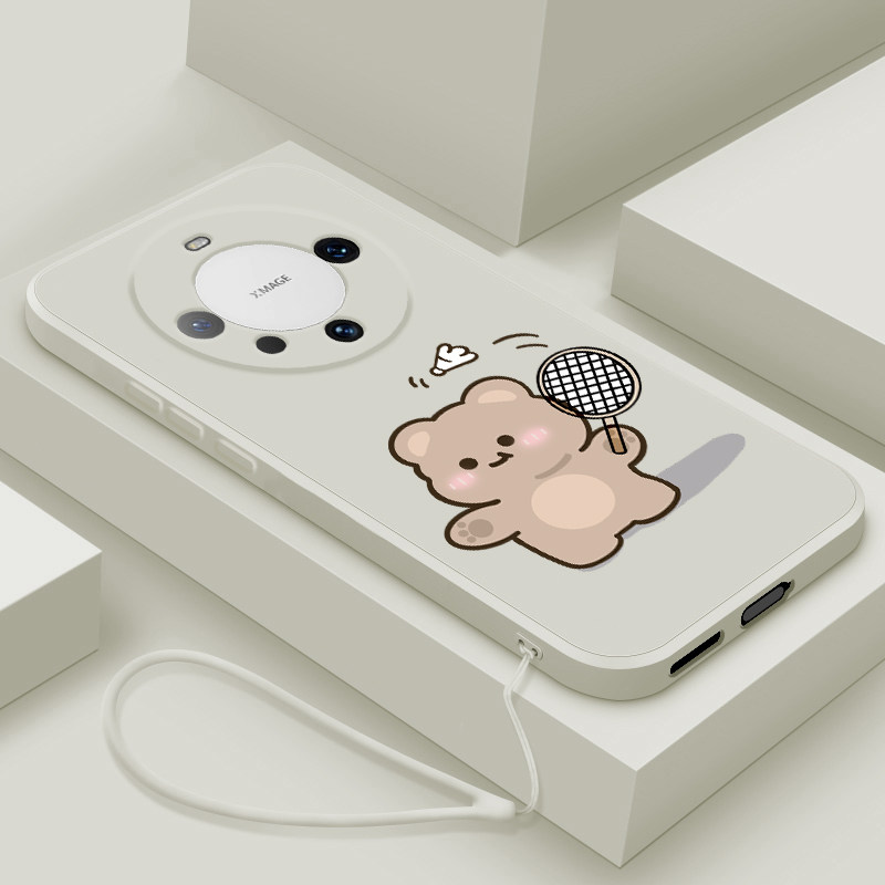 适用华为mate60pro十手机壳液态硅胶Mate60pro+保护套打球熊魅特六十镜头全包防摔mete60个性创意男女款