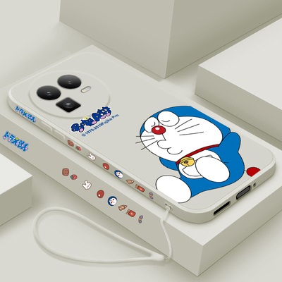 适用Realmegt8手机壳卡通叮当猫真我GT8Pro液态硅胶保护套RMX6699超薄可爱男女款RMX5200镜头全包防摔