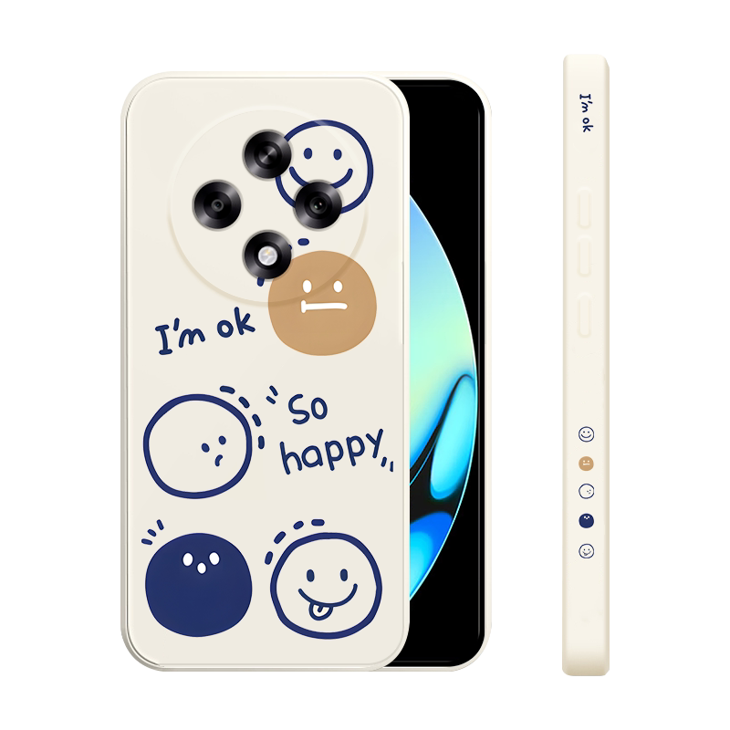 适用oppoa3 5g版手机壳新款液态硅胶OPPOA3 5G保护套个性创意女款A三简约五个笑脸PJT110全包防摔