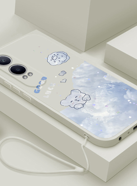 适用oppok12x手机壳新款OPPOK12X保护套液态硅胶0pp0k12x卡通云中小兔PJT110直边个性创意男女款全包防摔