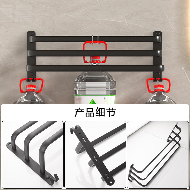免打孔黑色浴巾架三层毛